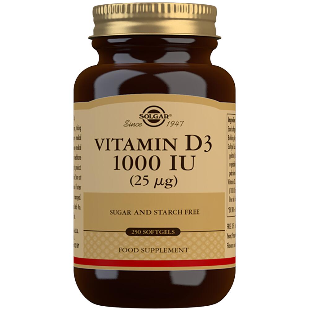 Solgar Vitamin D3 1000iu (25µg) - 250 SOFTGELS E3341