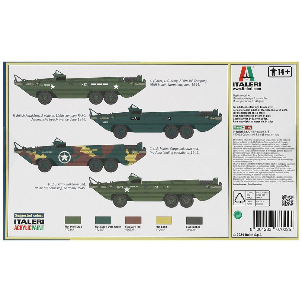 Italeri DUKW 2½ Ton GMC Truck Amphibious Military Model Kit Scale 1 72