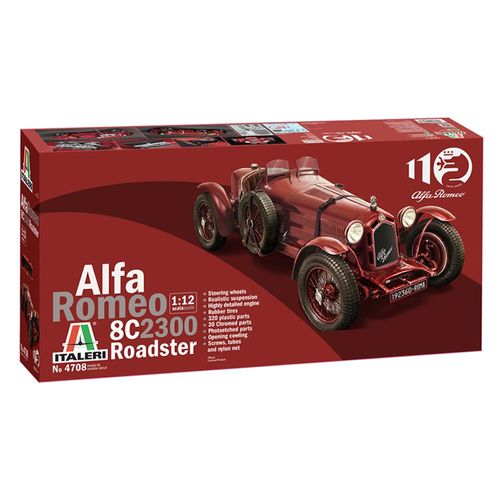 Italeri Alfa Romeo 8C 2300 Roadster Car Model Kit Scale 1:12 4708