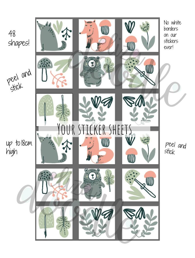 Pastel woodland wall stickers