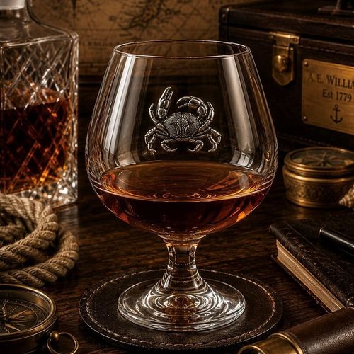 Brandy Glass with a Pewter badge on the front
