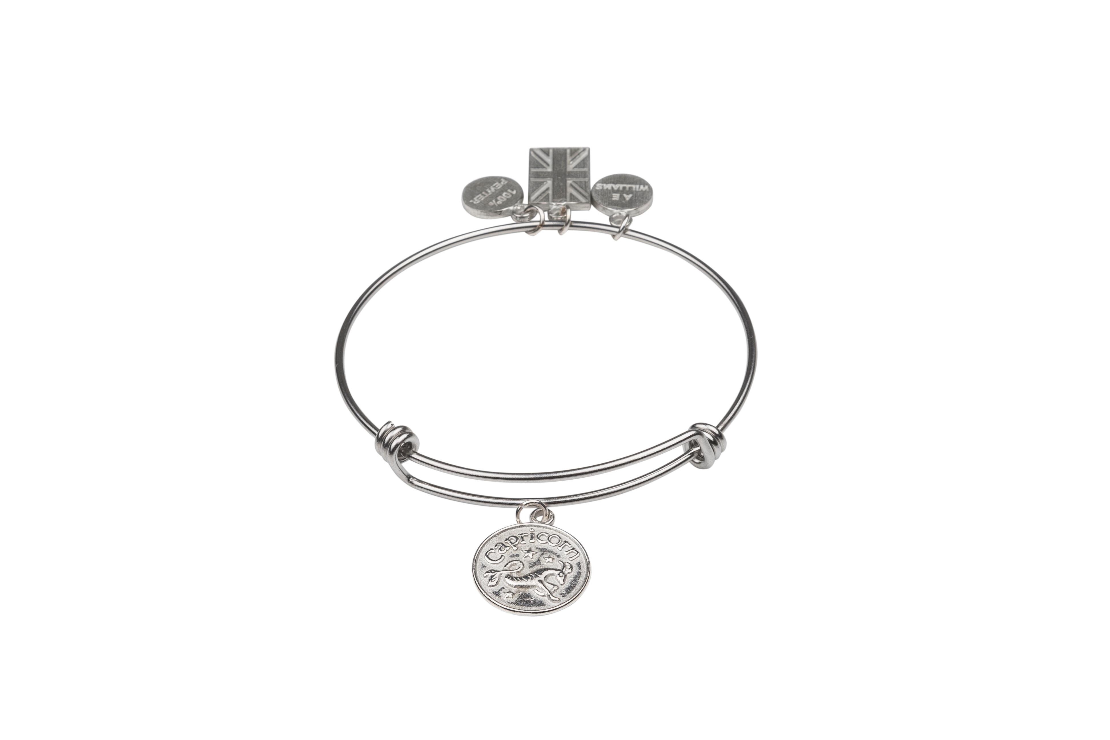 A Pewter Capricorn charm attached to an adjustable bracelet