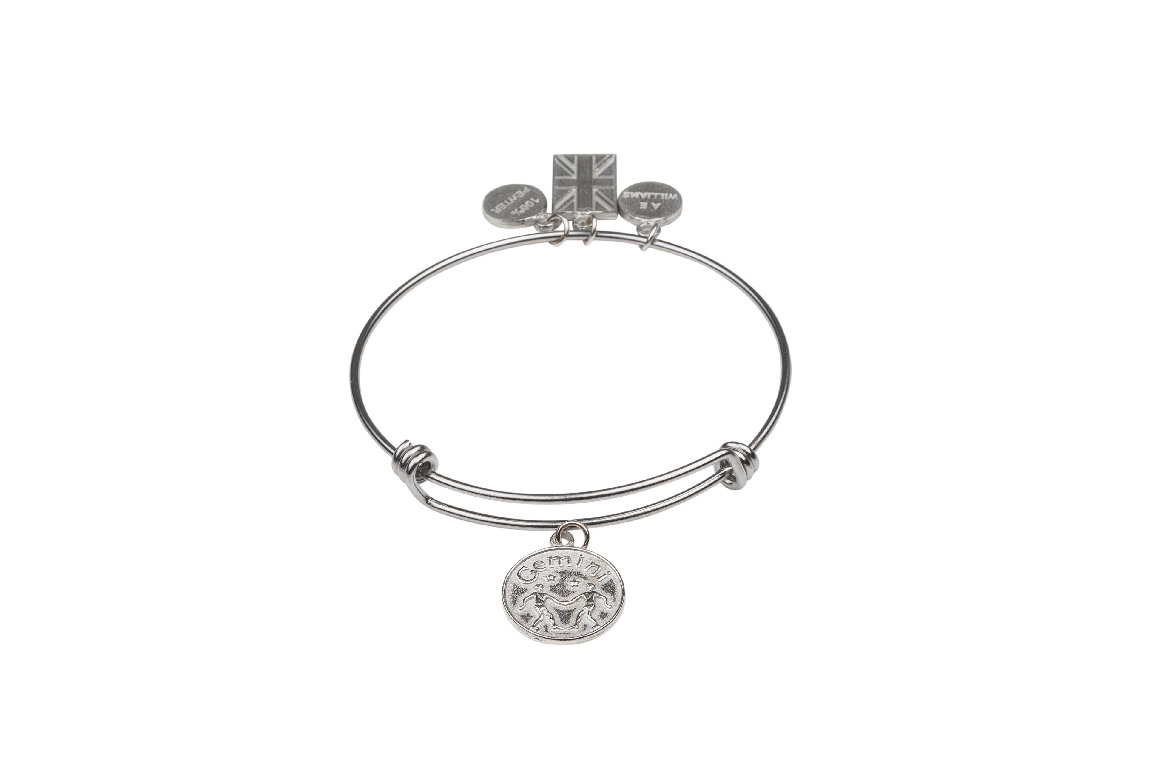 A pewter gemini charm on bracelet