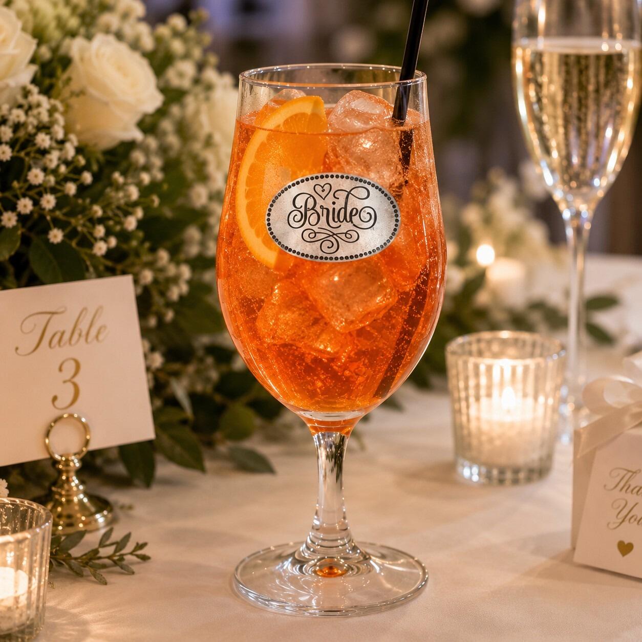 A Stemmed Pint Beer Glass with a Pewter Bride badge on the front, filled with Beer