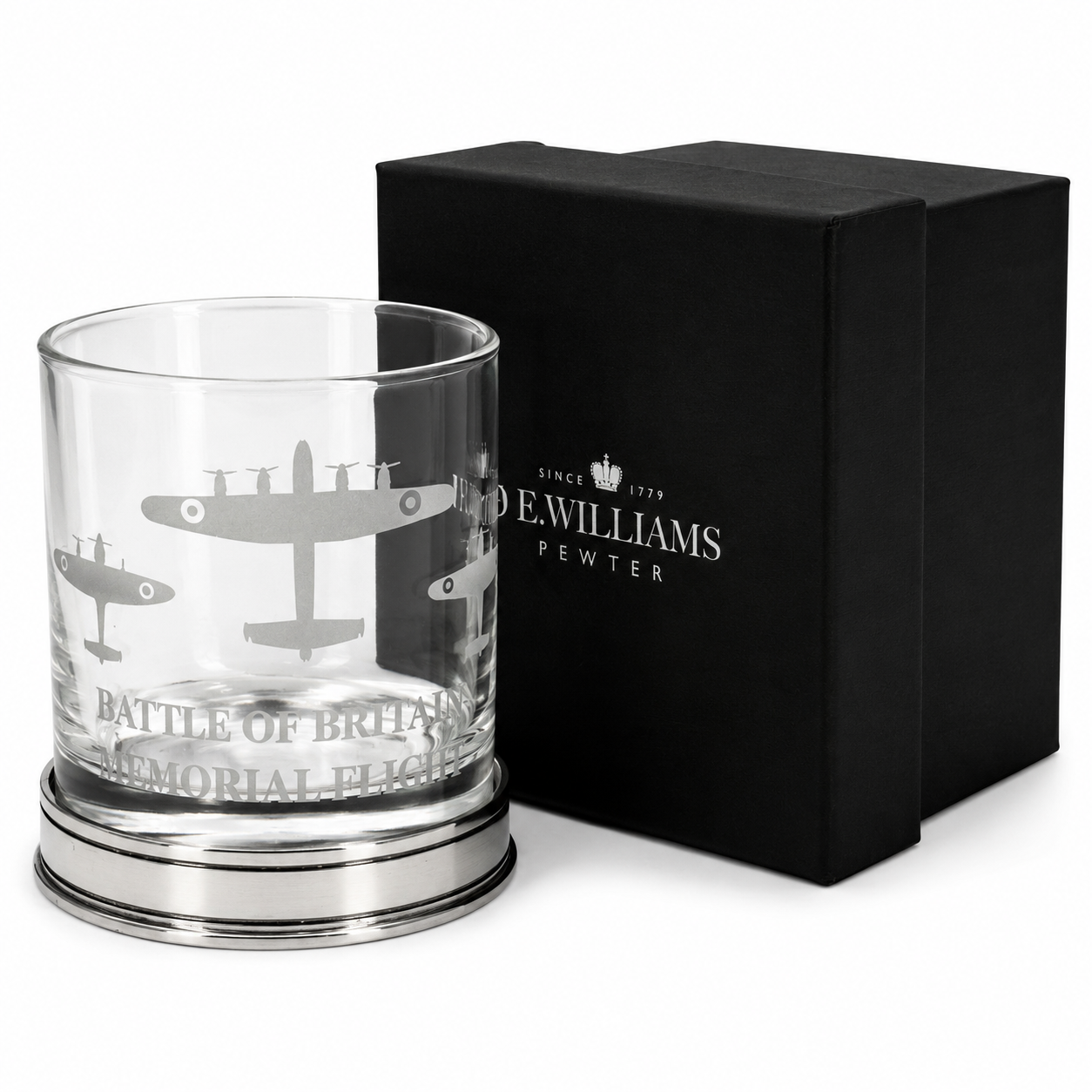 Battle of Britain Memorial flight whisky tumbler with A E Williams Box
