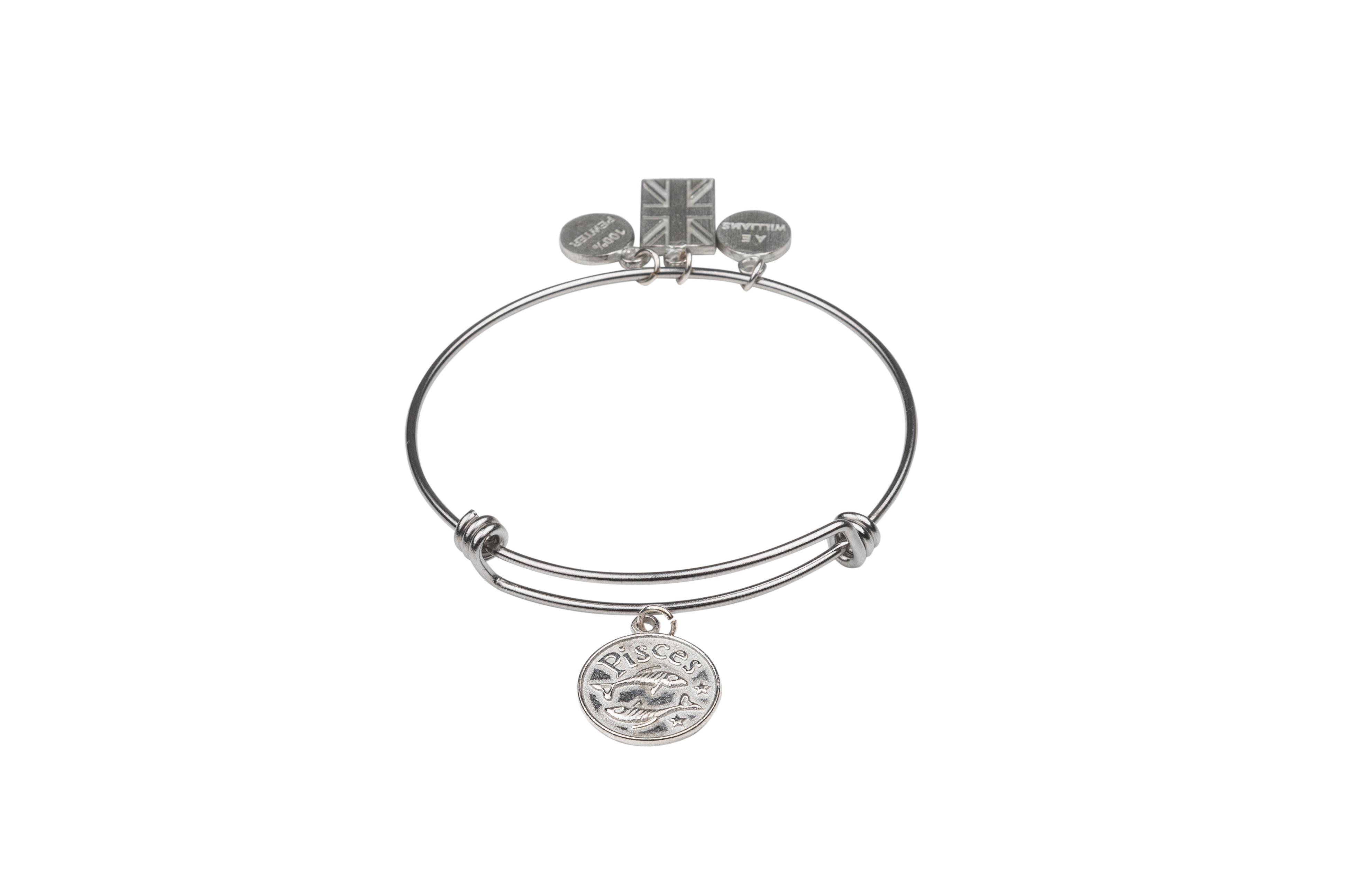 Pisces charm in pewter on a bracelet