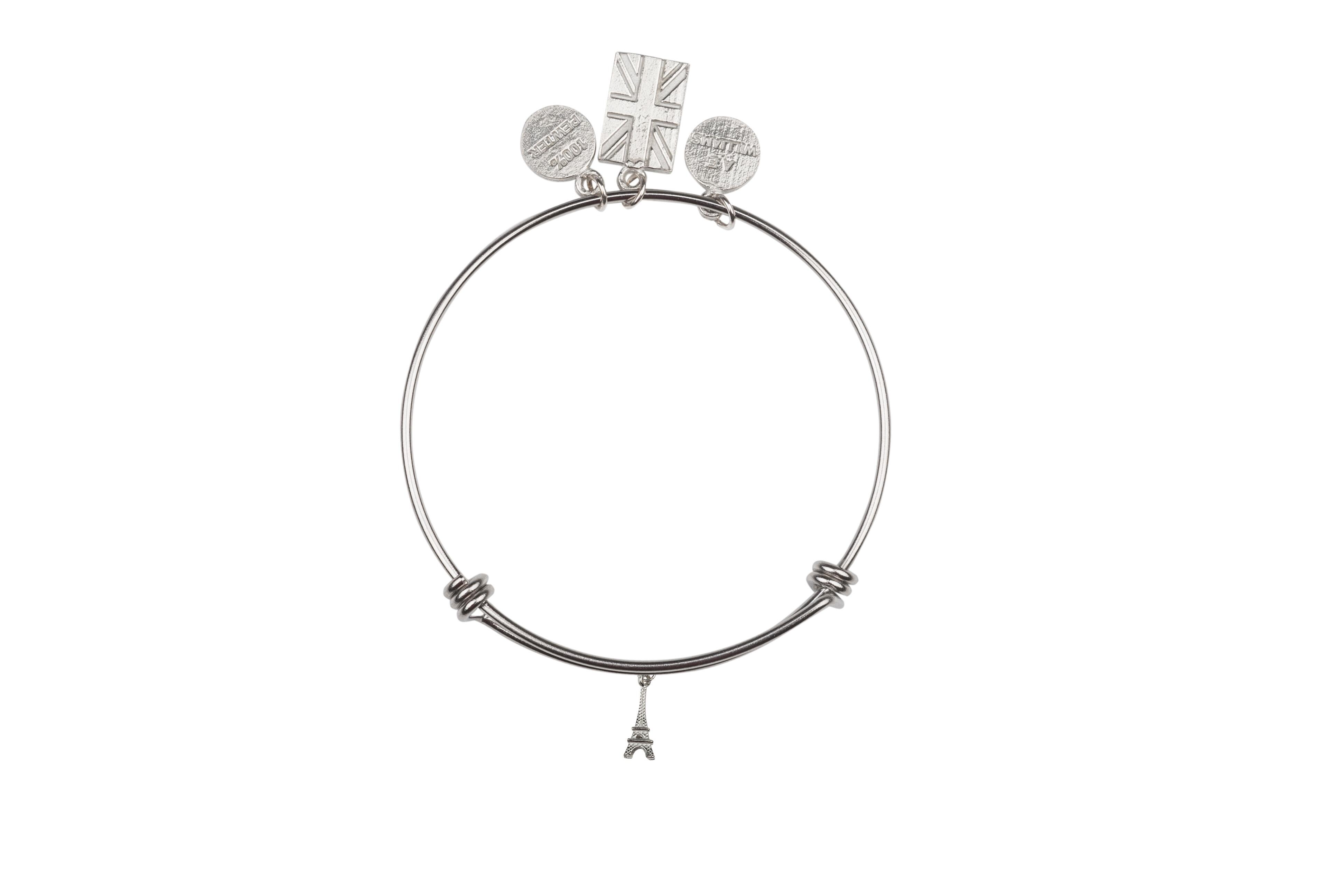 Eiffel Tower Pewter Charm with an expandable bracelet