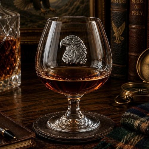 Brandy Glass with a Pewter badge on the front