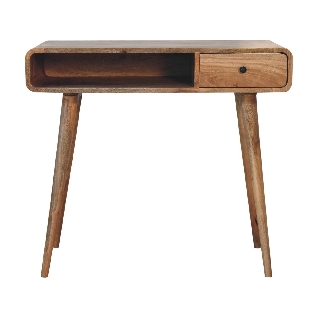 Curved oak writing desk