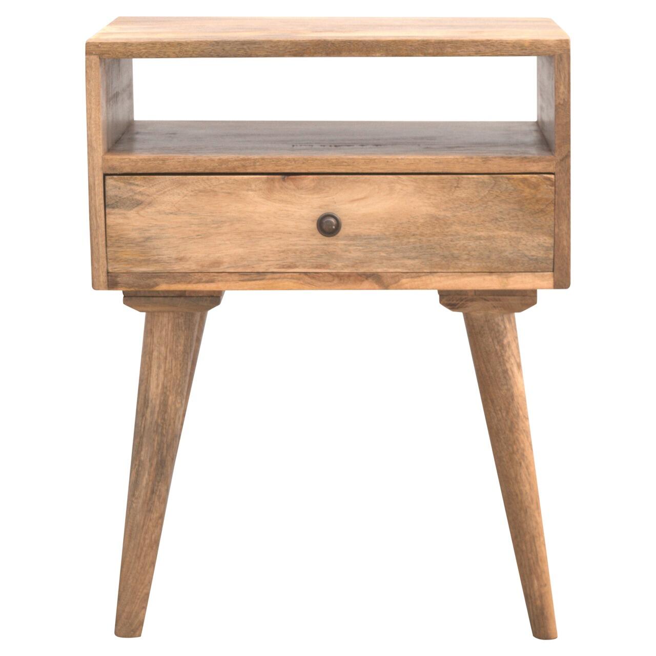 oak finish bedside table with drawer