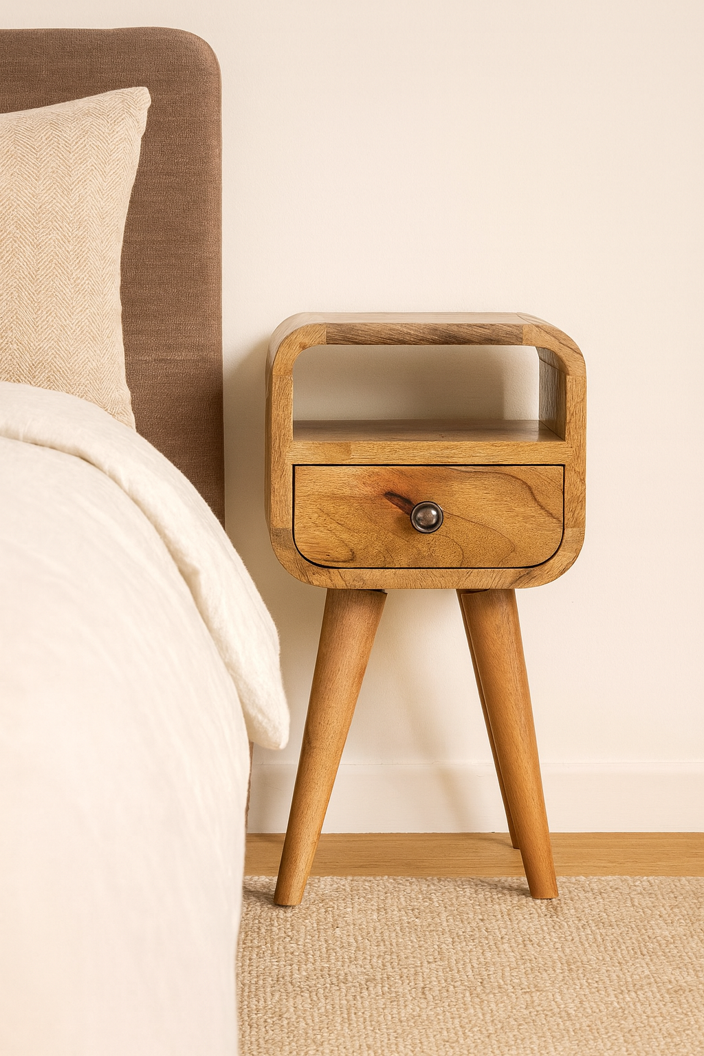 solid mango wood bedside