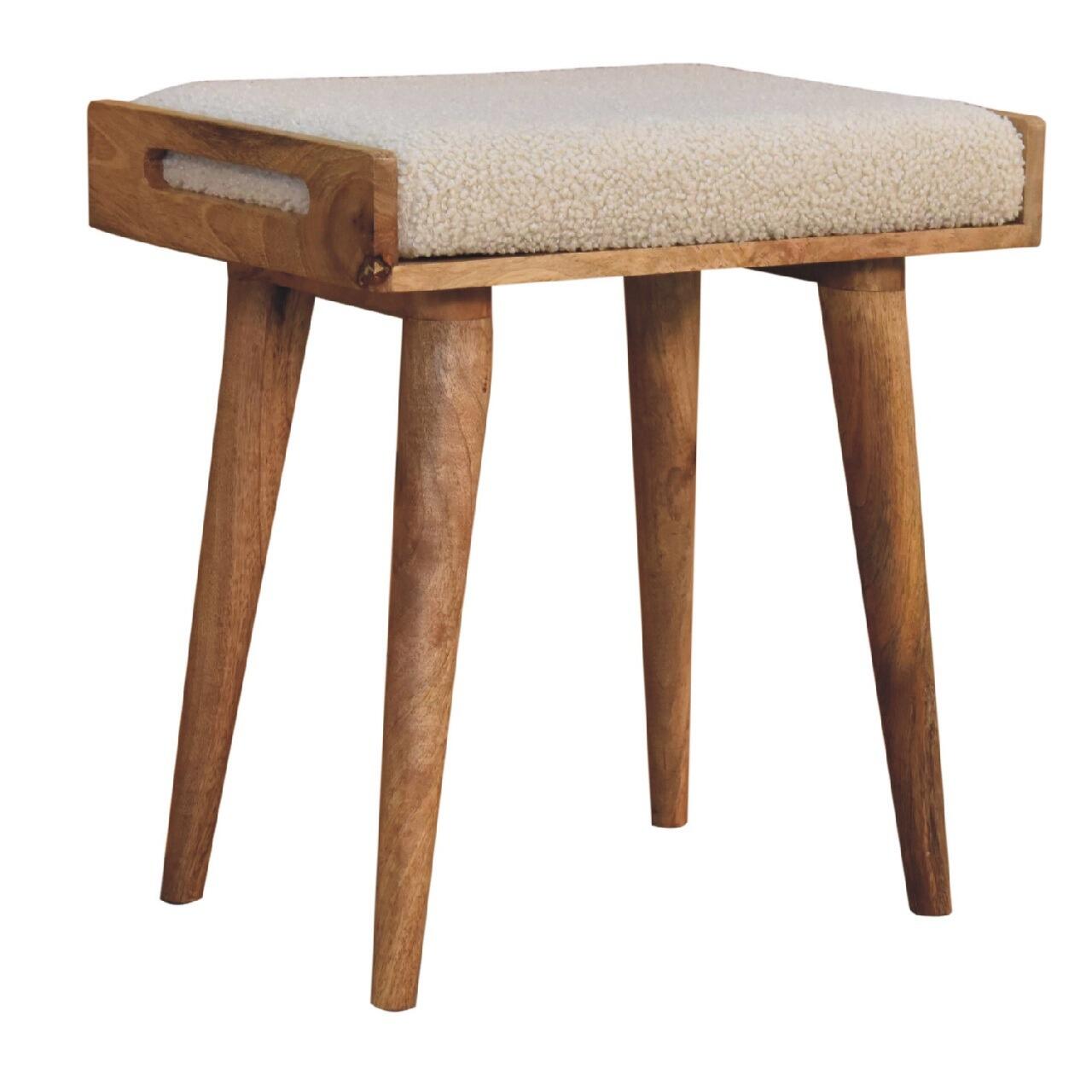 cream boucle footstool