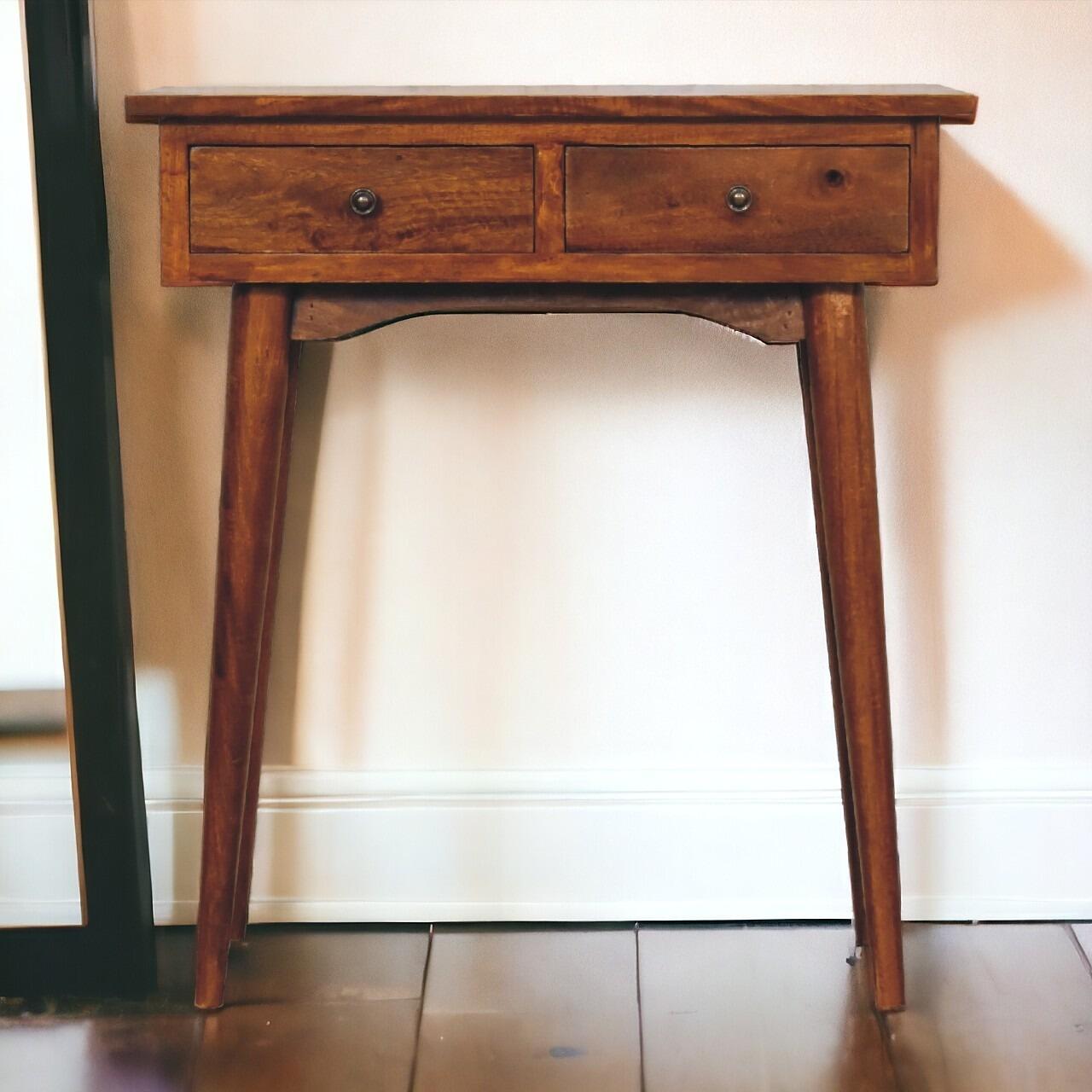 handmade console table with drawers