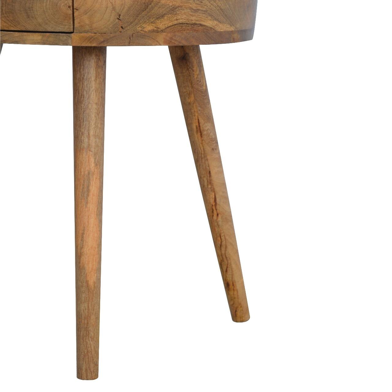 solid oak round bedside table