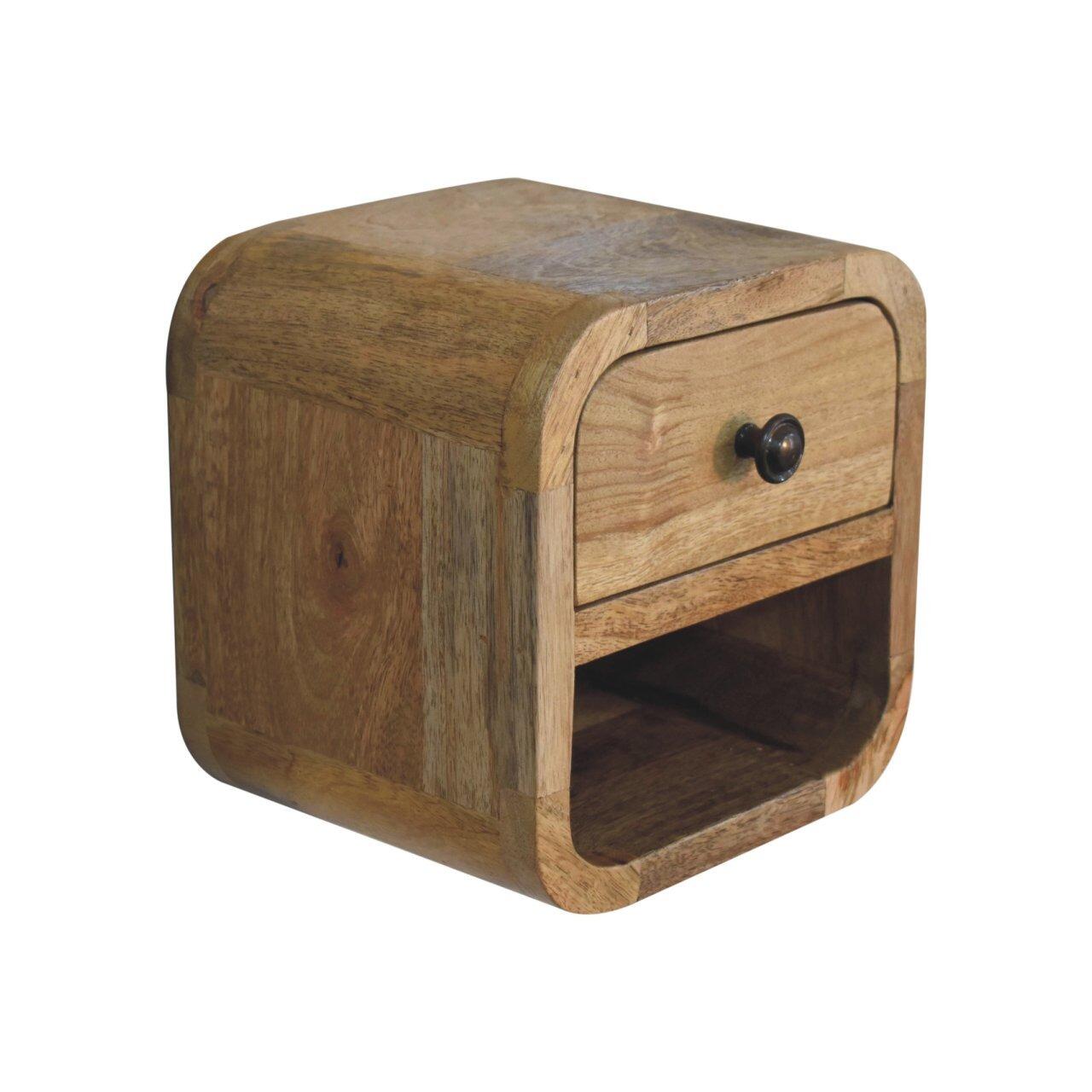 Curved Compact Solid Wood Side Table