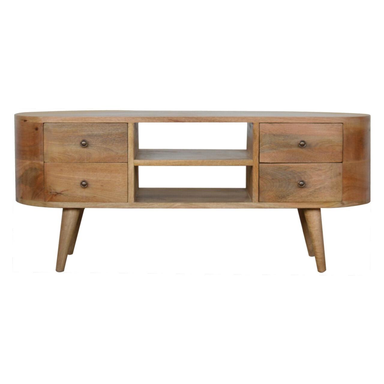 wooden tv stand on legs