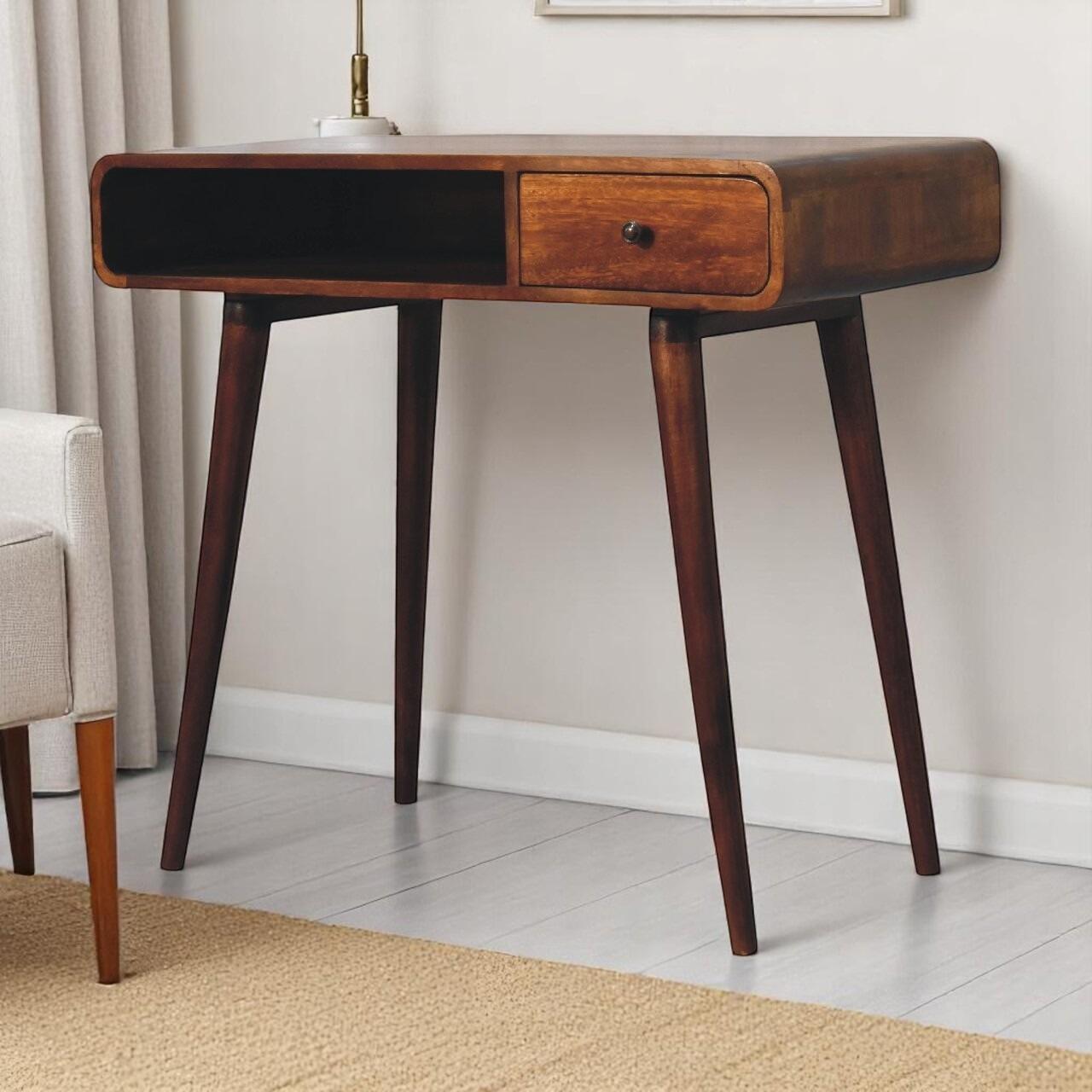 Curved chestnut writing desk