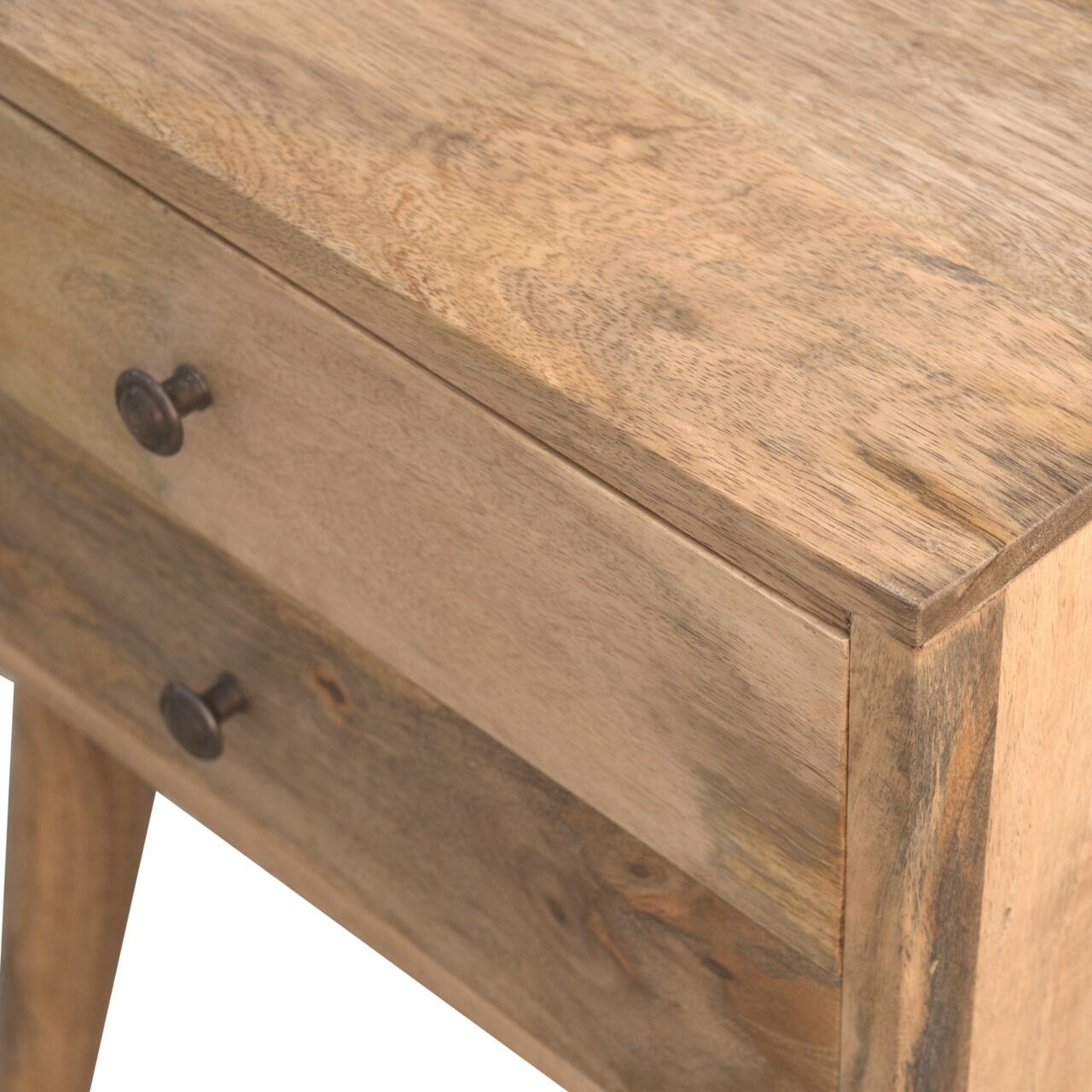 solid wood bedside table with drawers