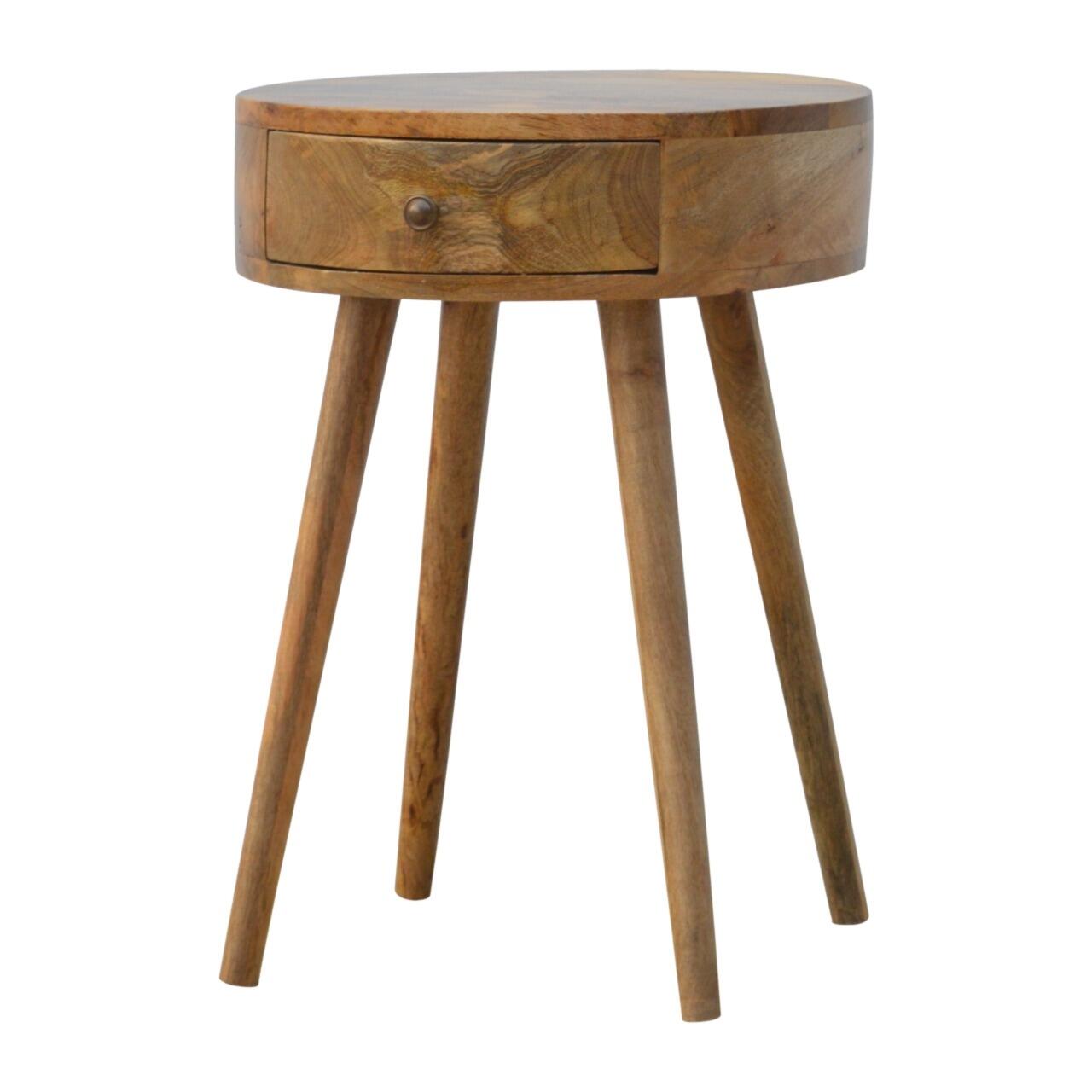 circular bedside table with drawer