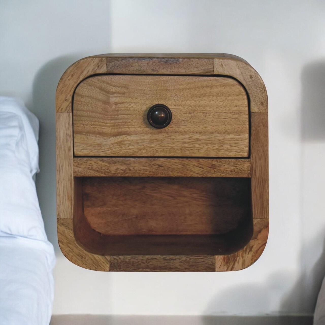 oak 20cm bedside table