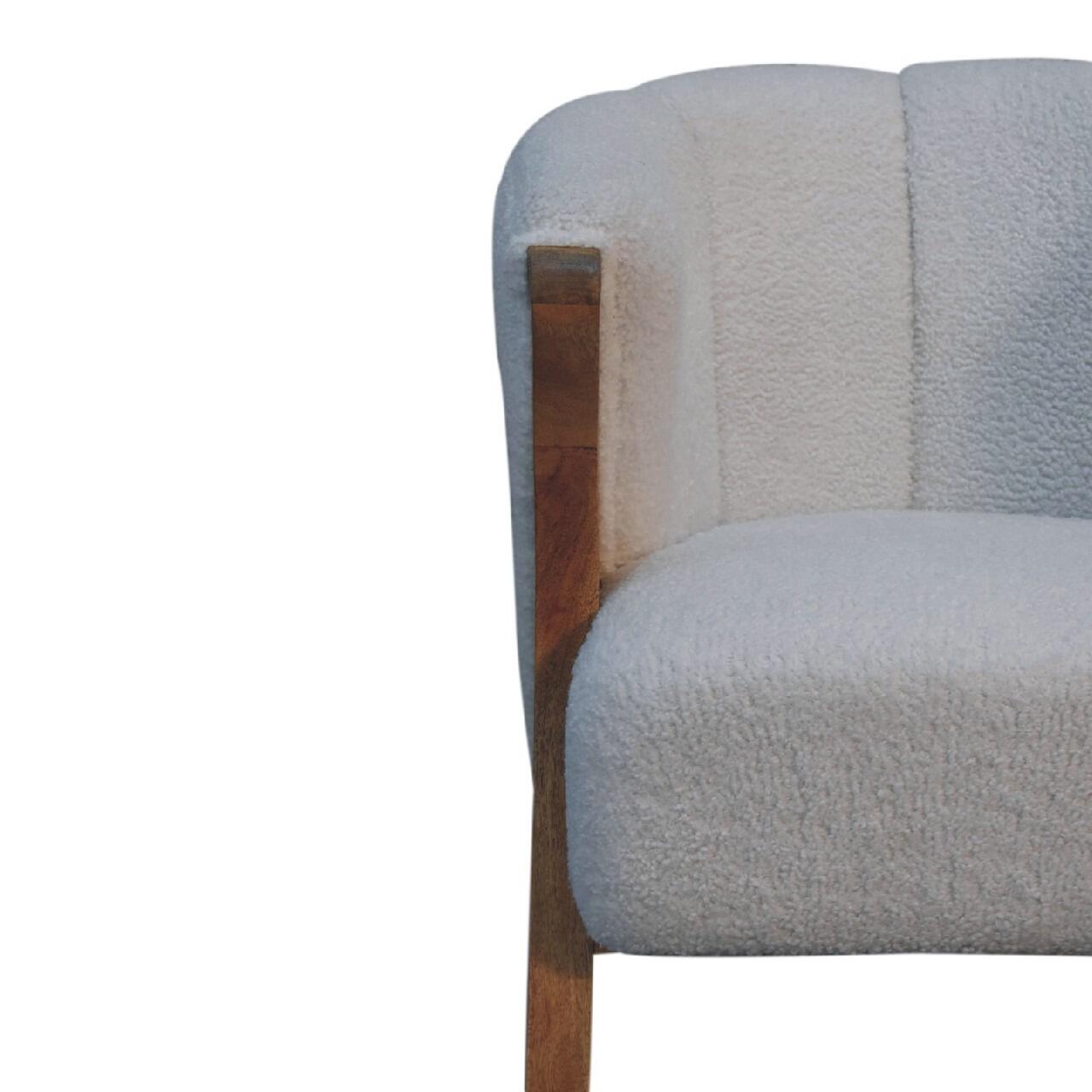 white boucle occasional chair