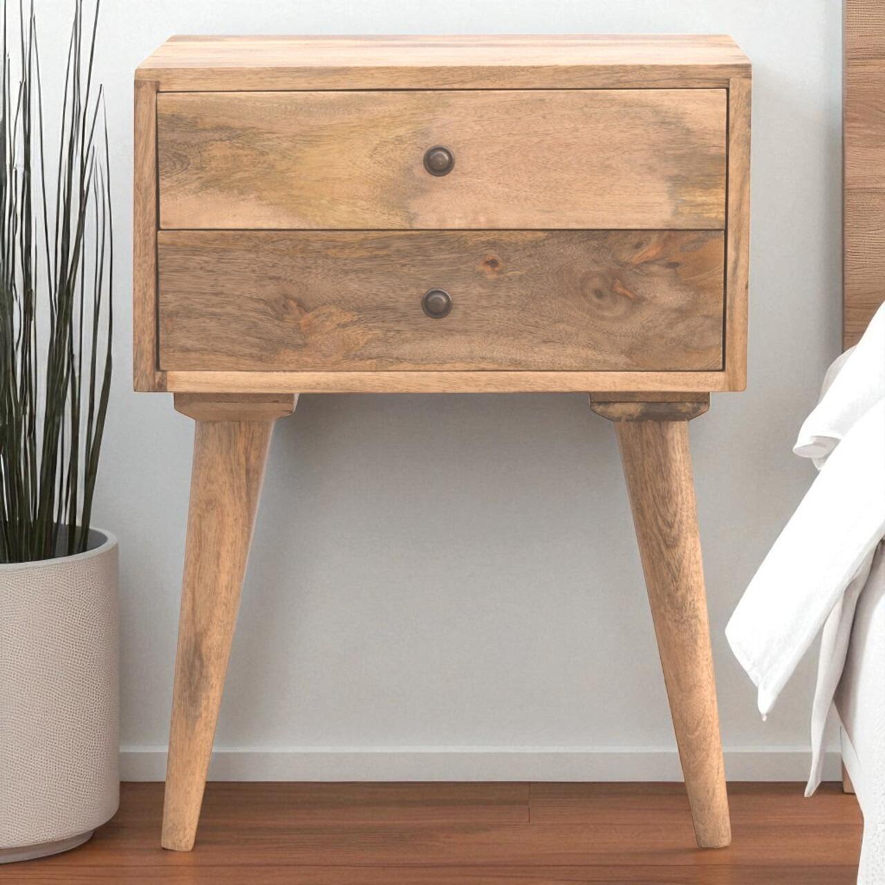 solid mango wood bedside table