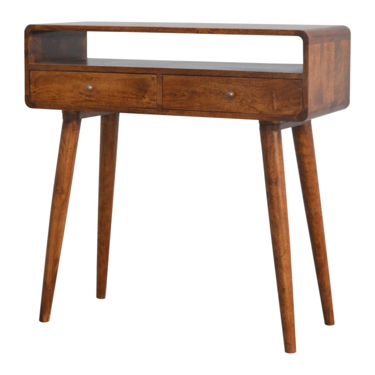 curved wooden console table