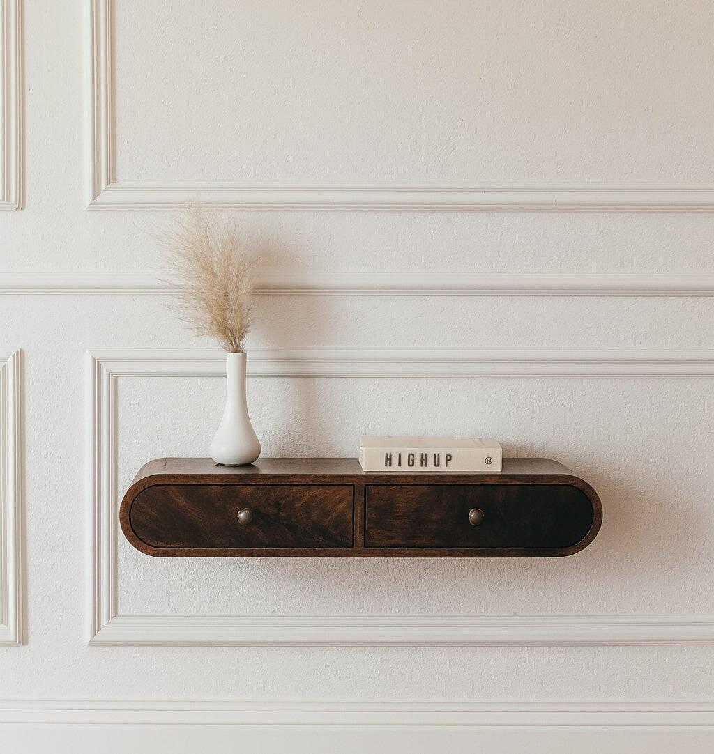 floating walnut console table