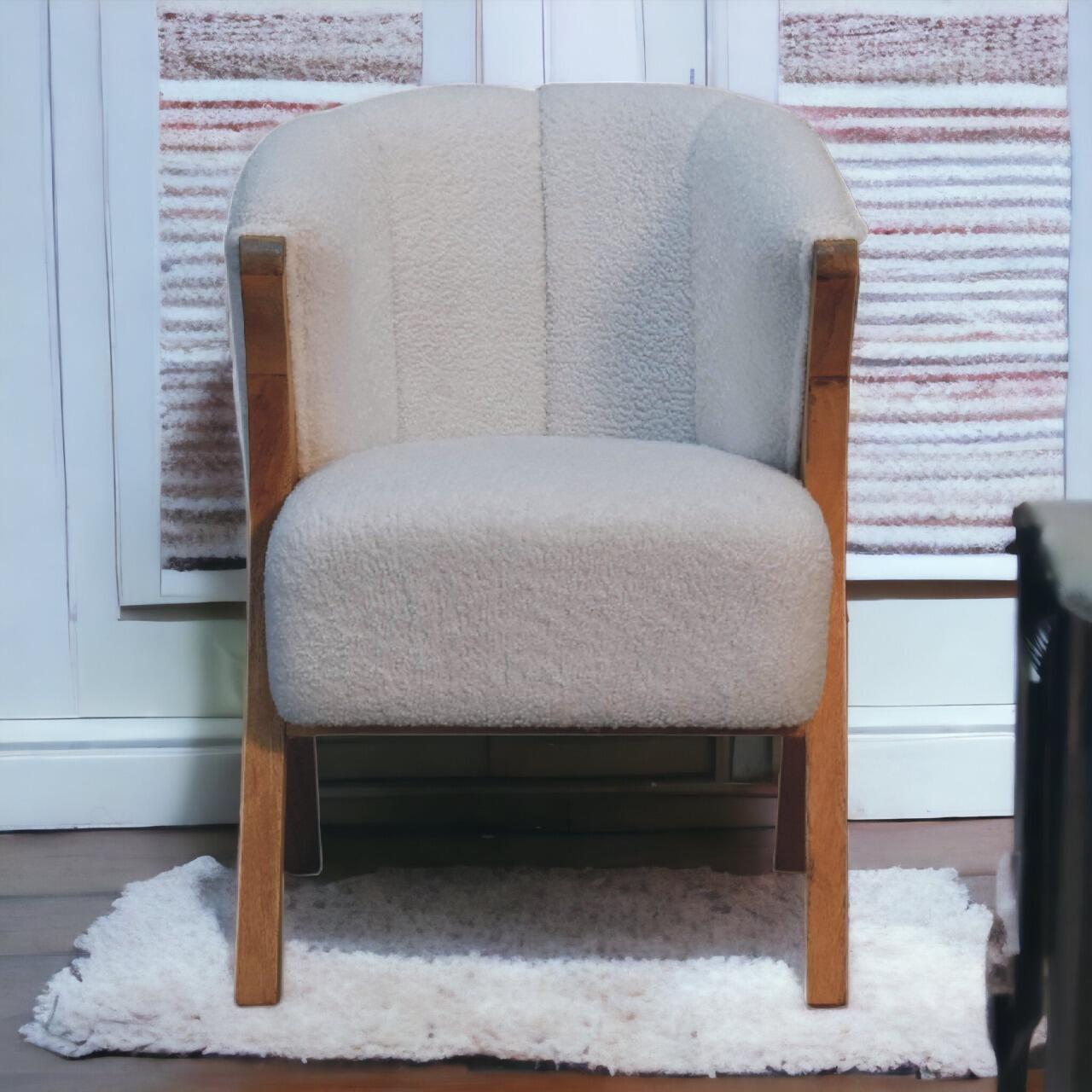 white boucle chair