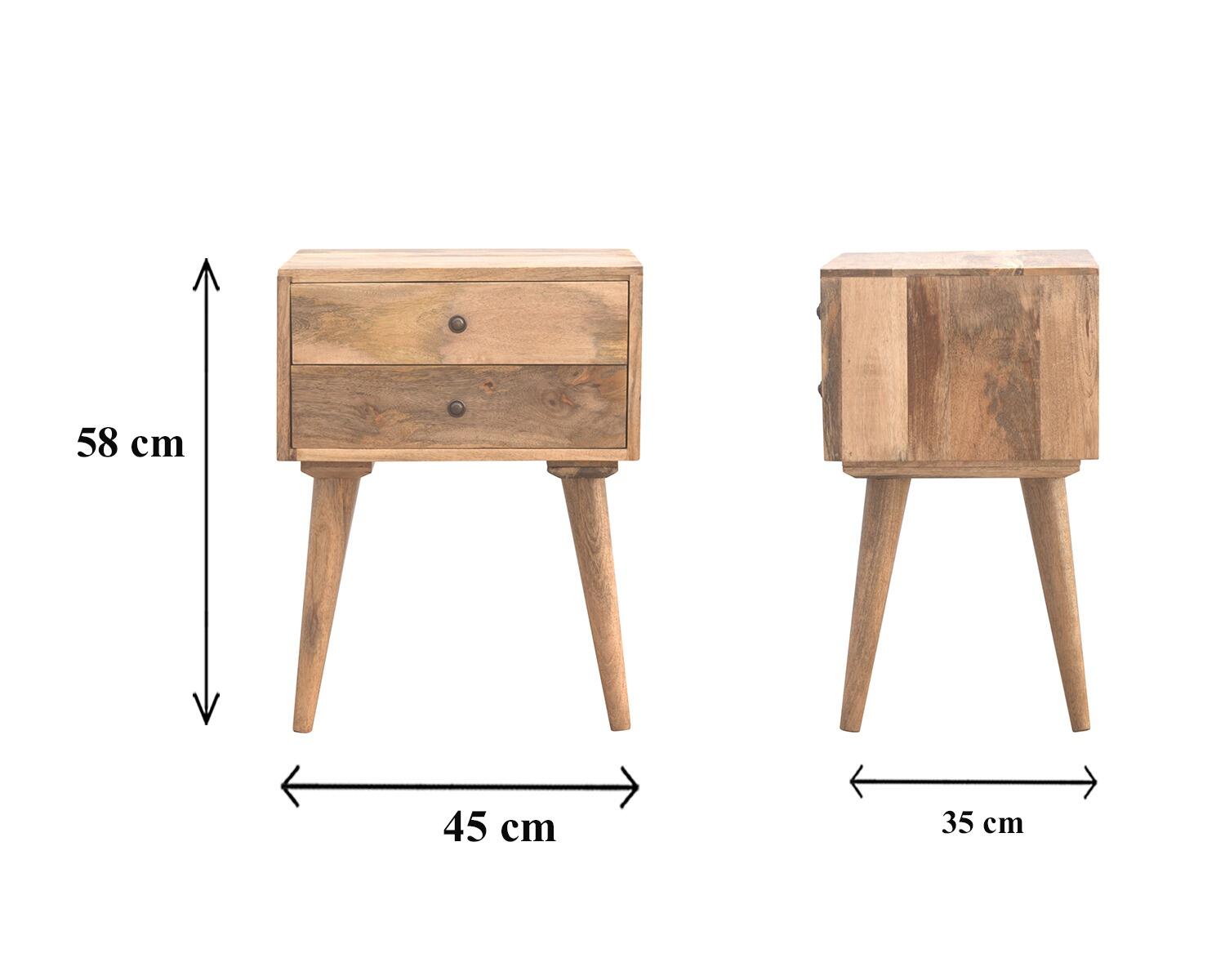 nordic 2 drawer bedside table