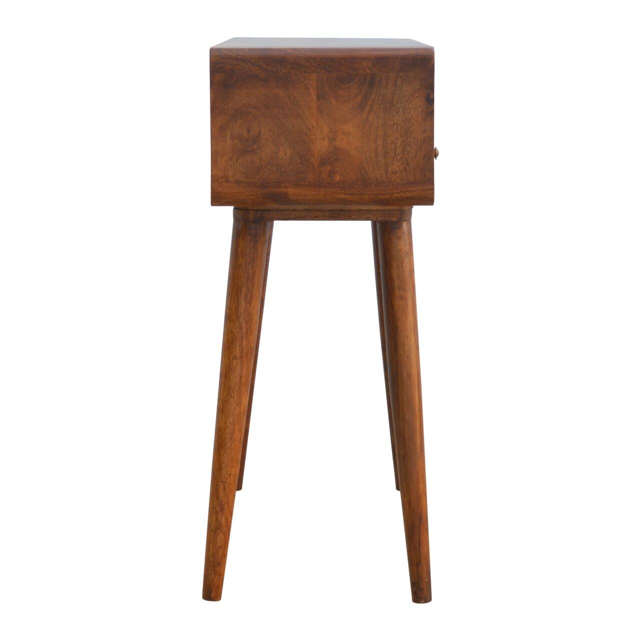 narrow chestnut console table