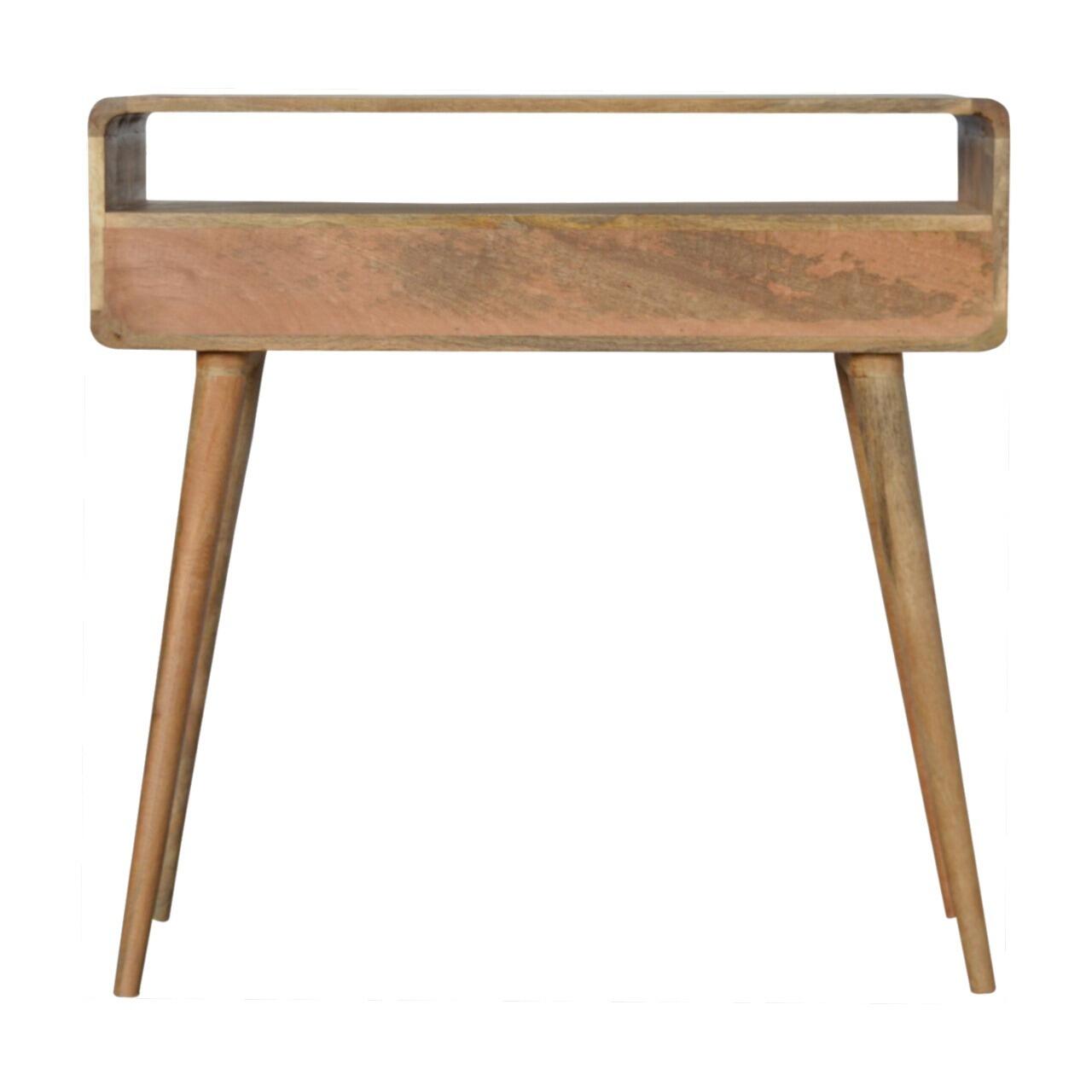 curved mango wood console table