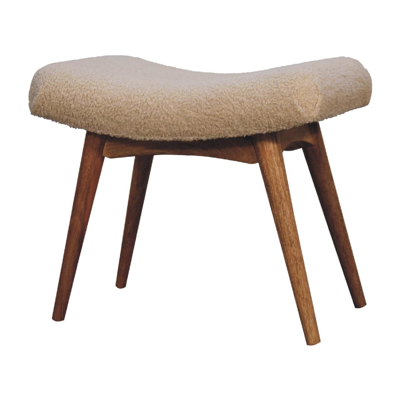 cream boucle bench