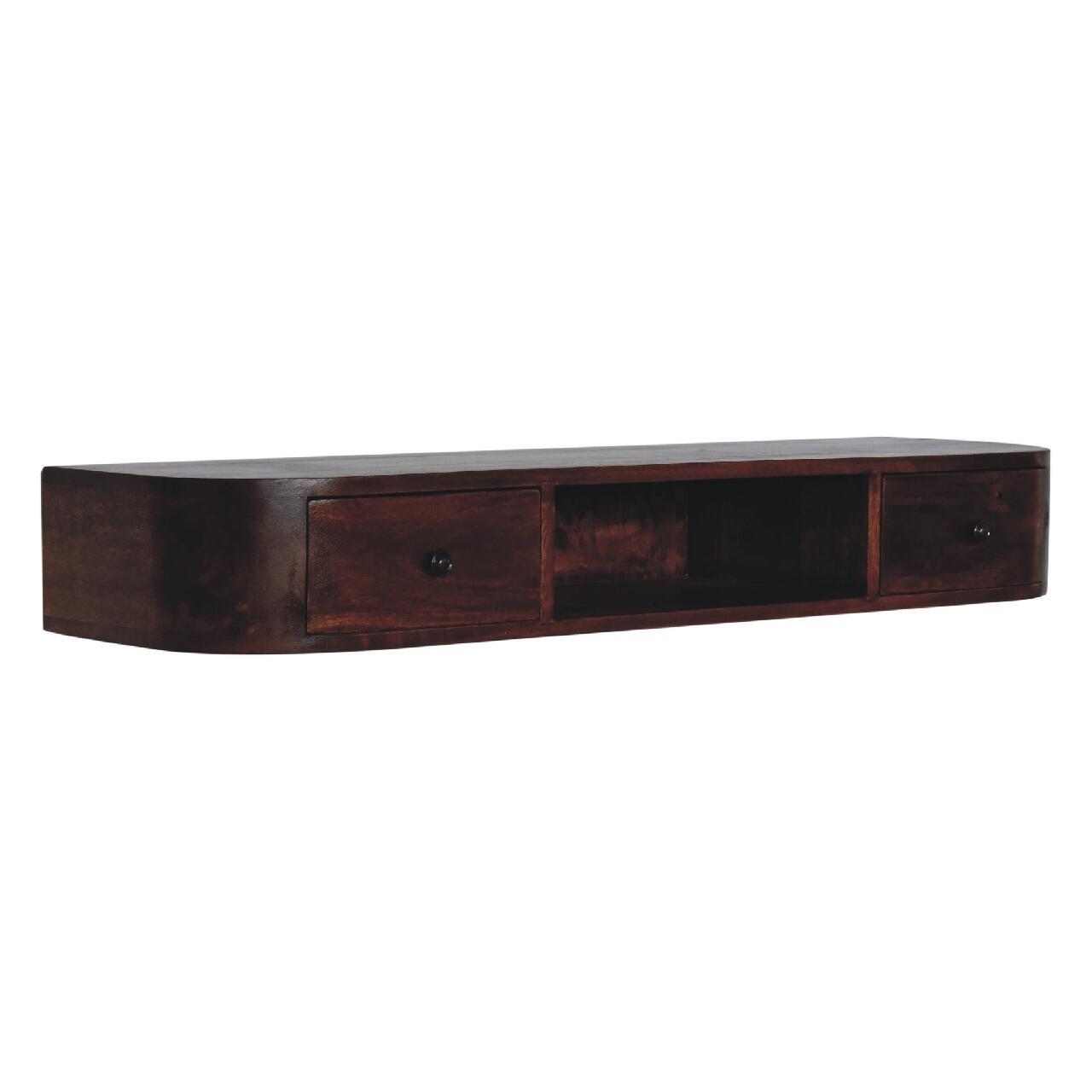 solid wood floating console with drawers