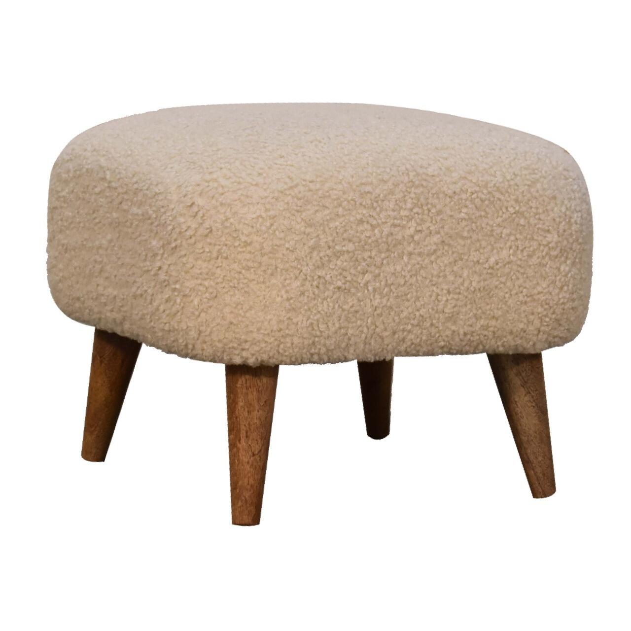 cream boucle ottoman
