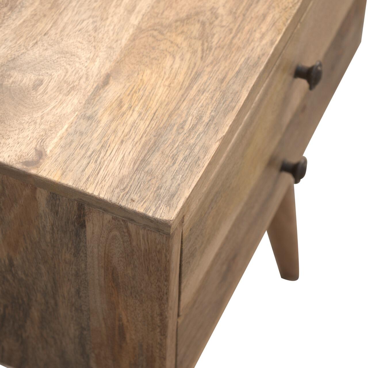 oak finish bedside table 2 drawers