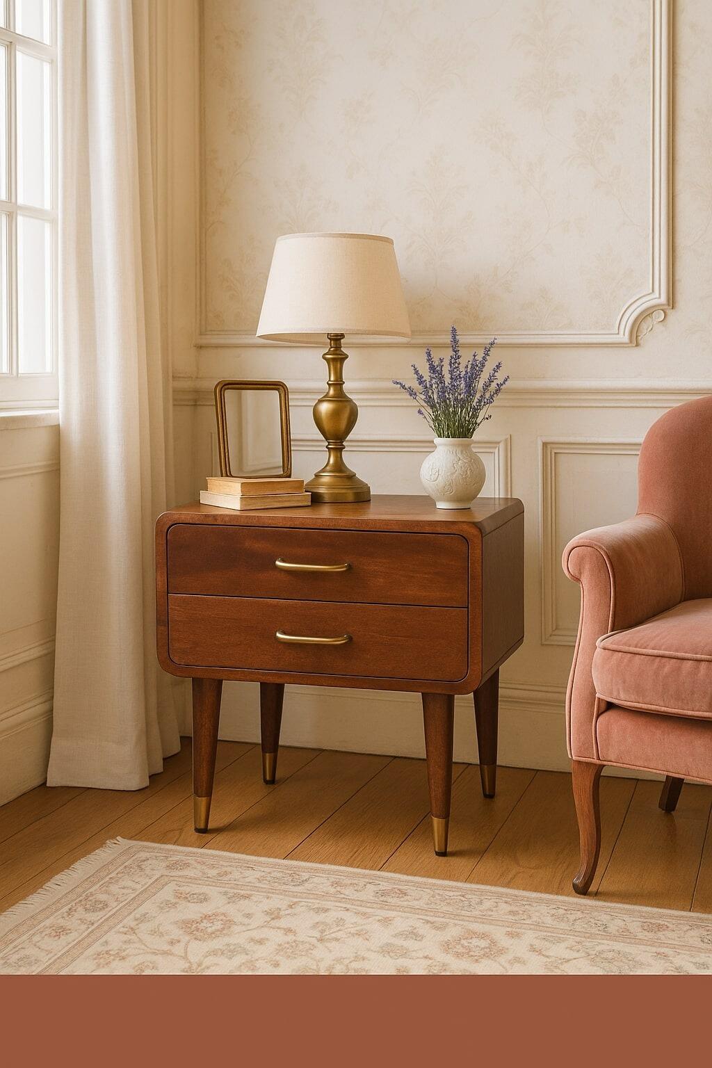mango wood bedside cabinet