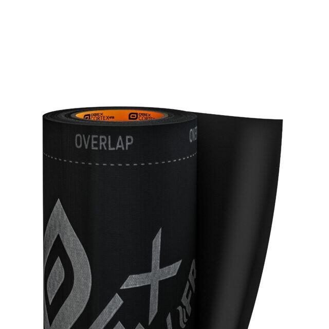 Obex CORTEX 0221FR black fire-rated breather membrane W2 classification — 1200mm x 50m roll