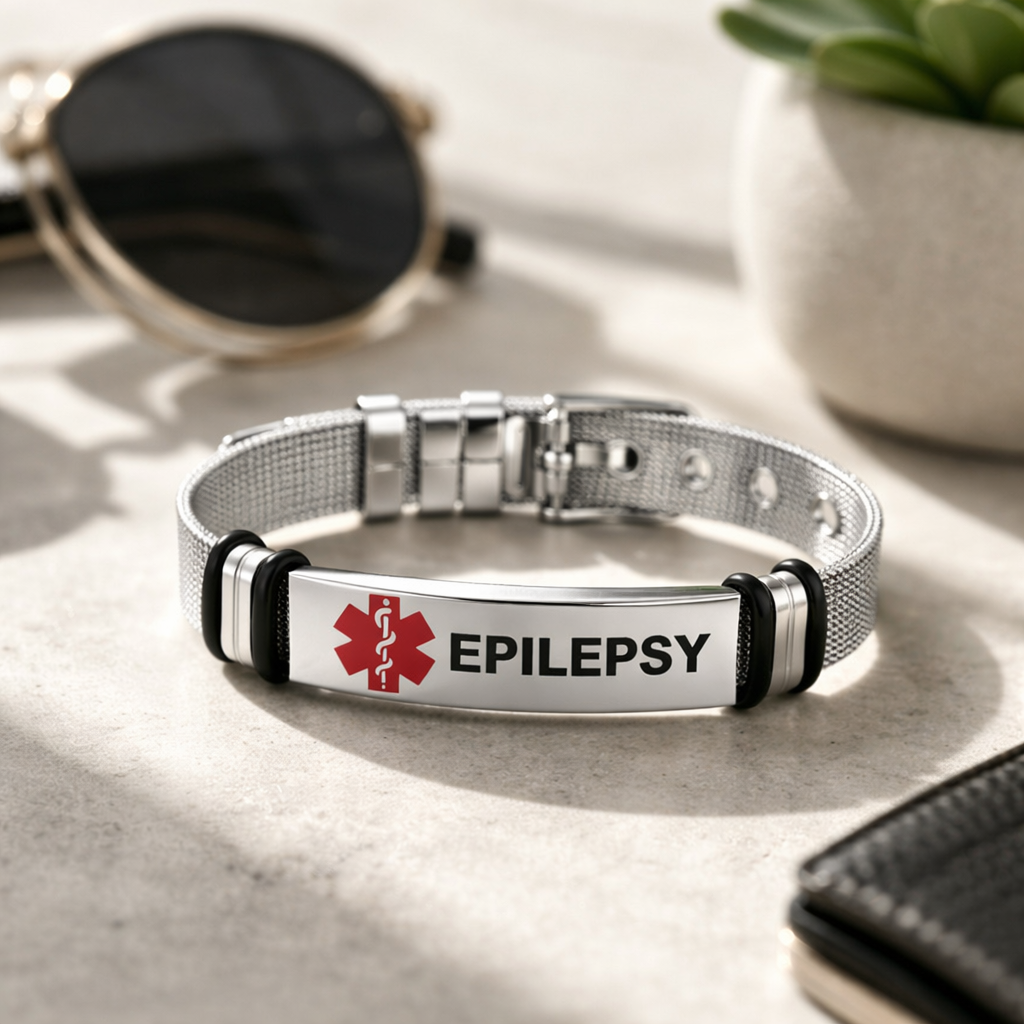 epilepsy silver bracelet