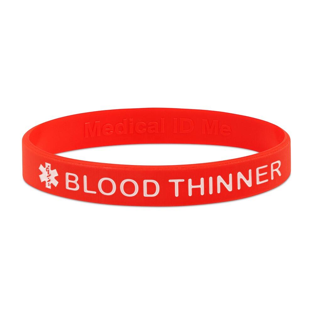 Red blood thinner medical alert wristband
