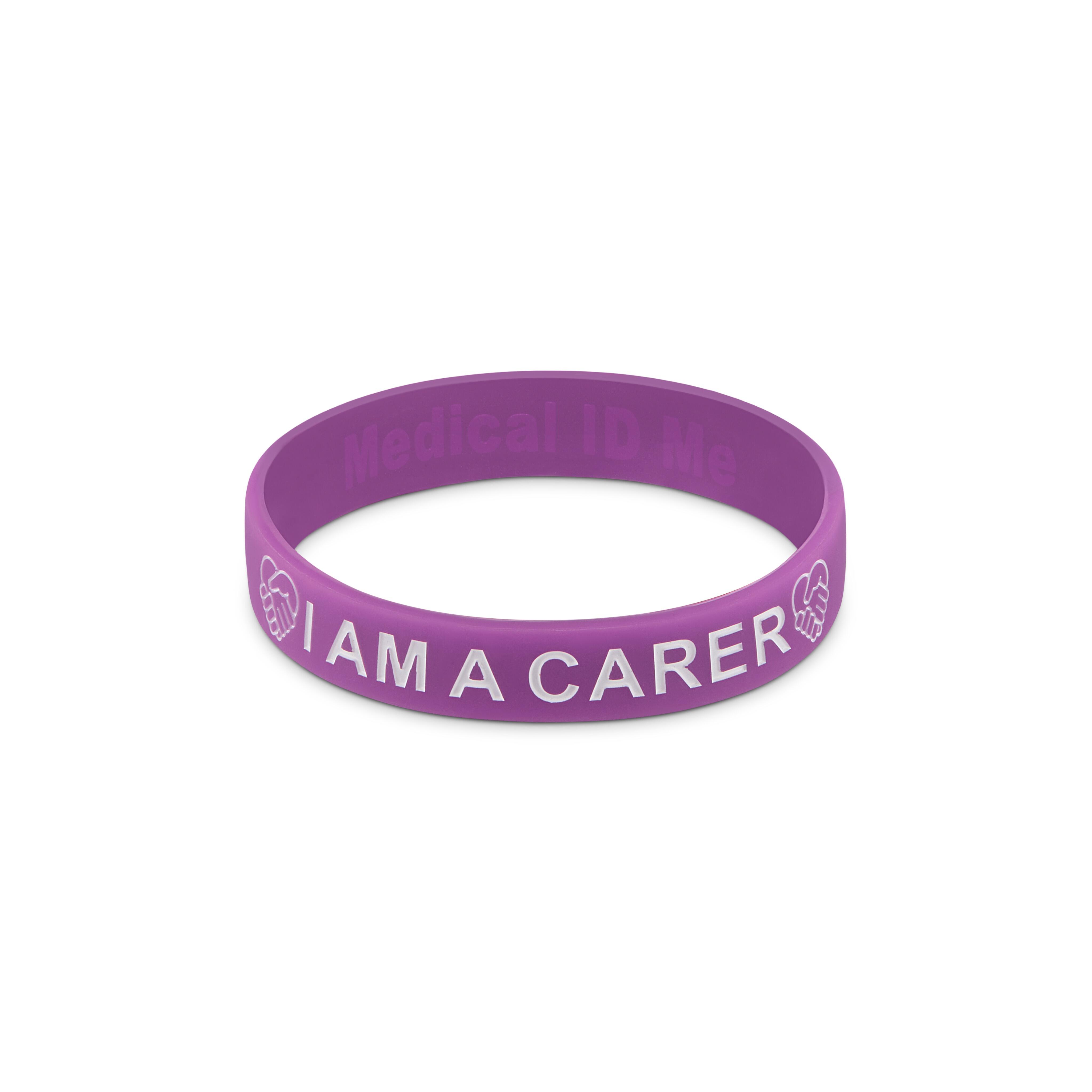 Purple I Am A Carer silicone bracelet medical awareness wristband