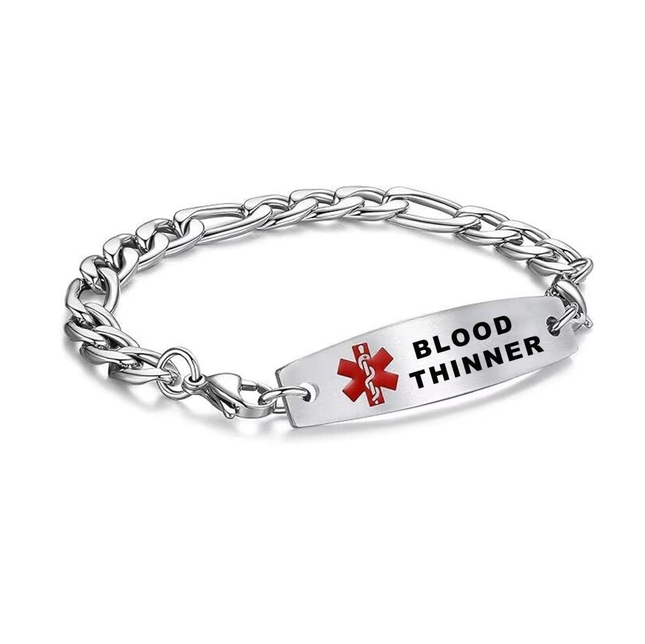 blood thinner mens silver bracelet