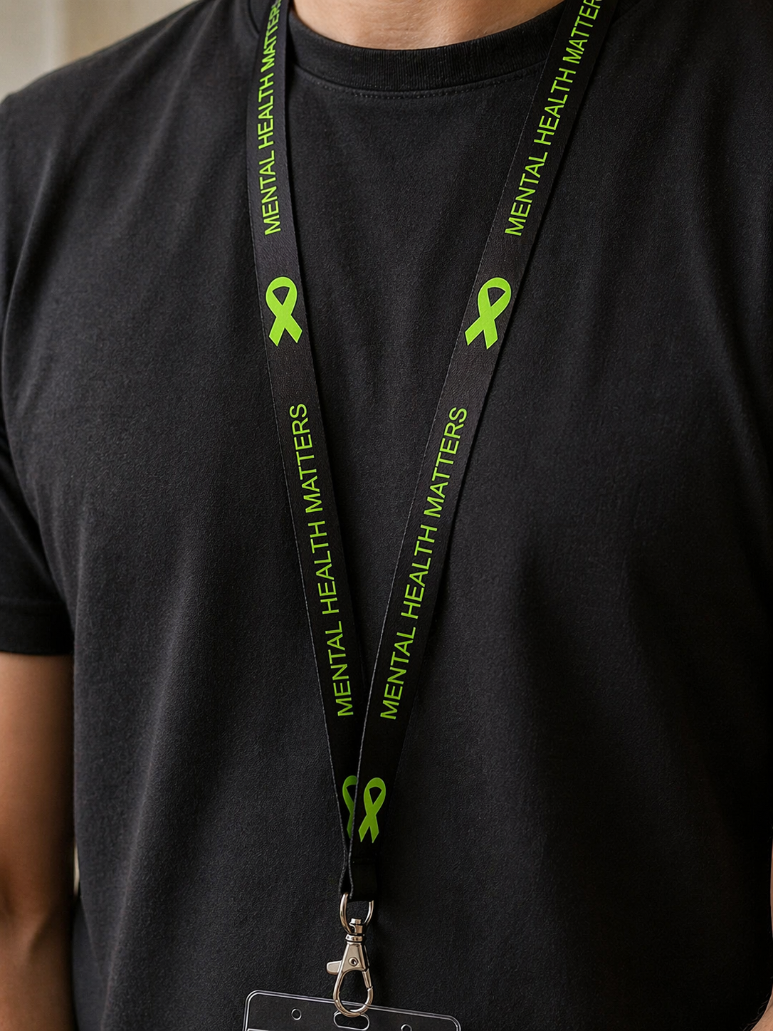 mental health matters lanyard black