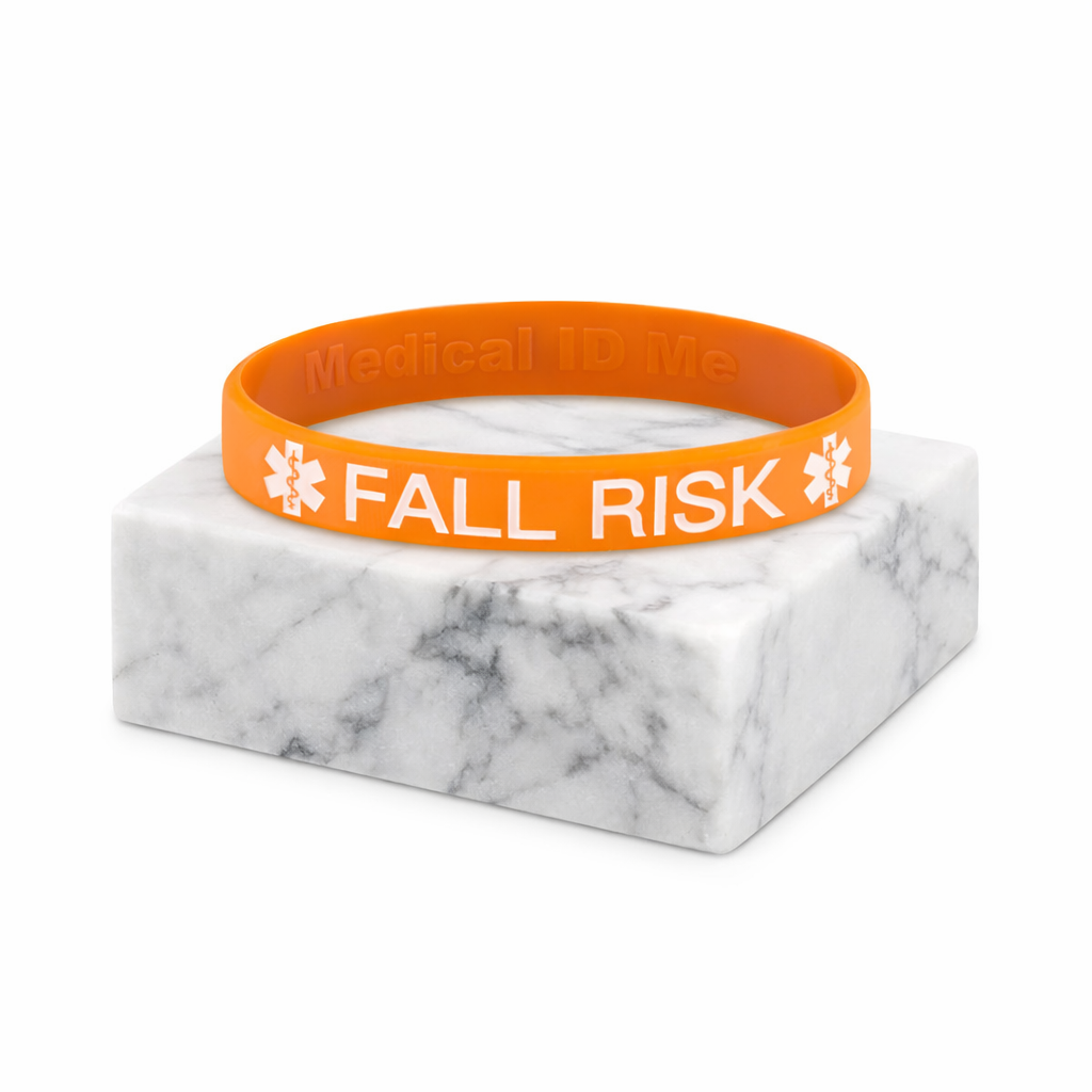 Orange Fall Risk silicone medical alert bracelet