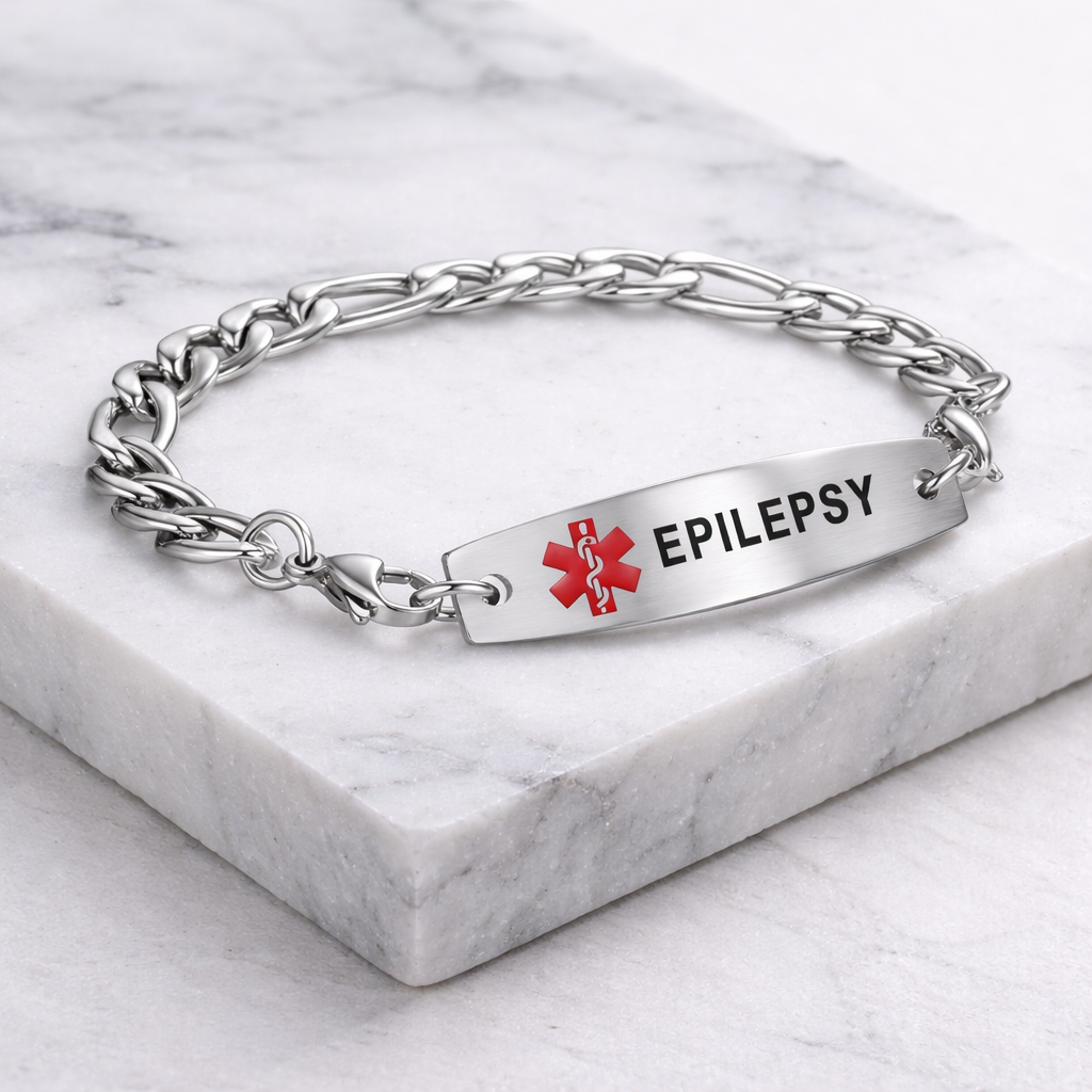 epilepsy bracelet silver