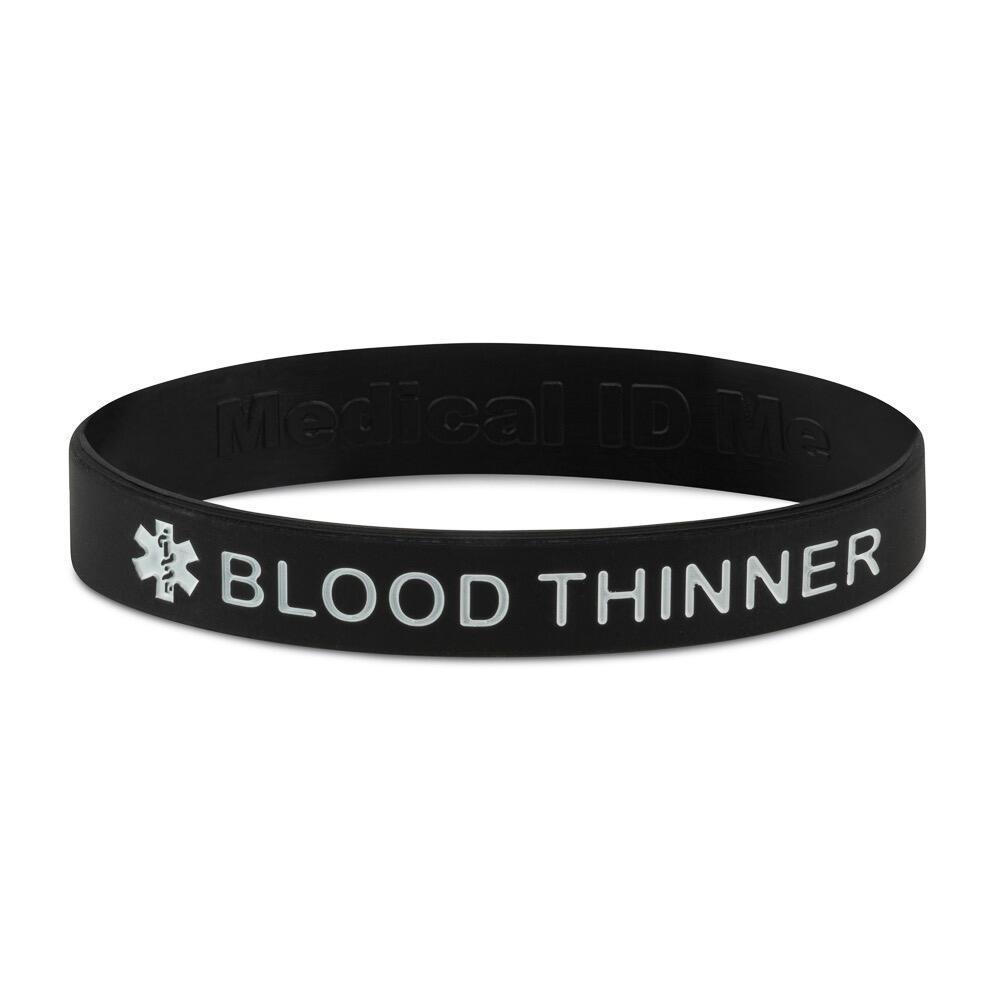 Black blood thinner medical alert wristband