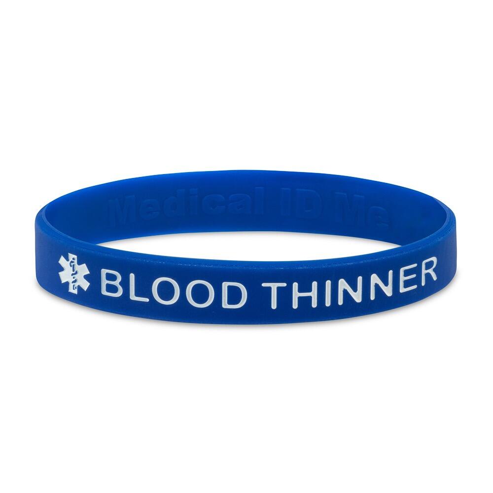 Blue blood thinner medical alert wristband