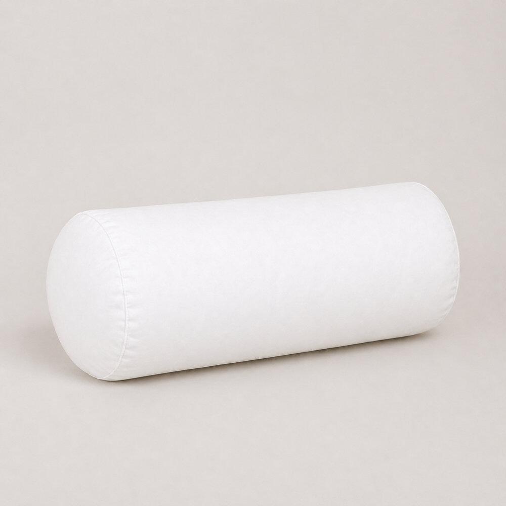 White cot bolster pillow with top-stitched ends