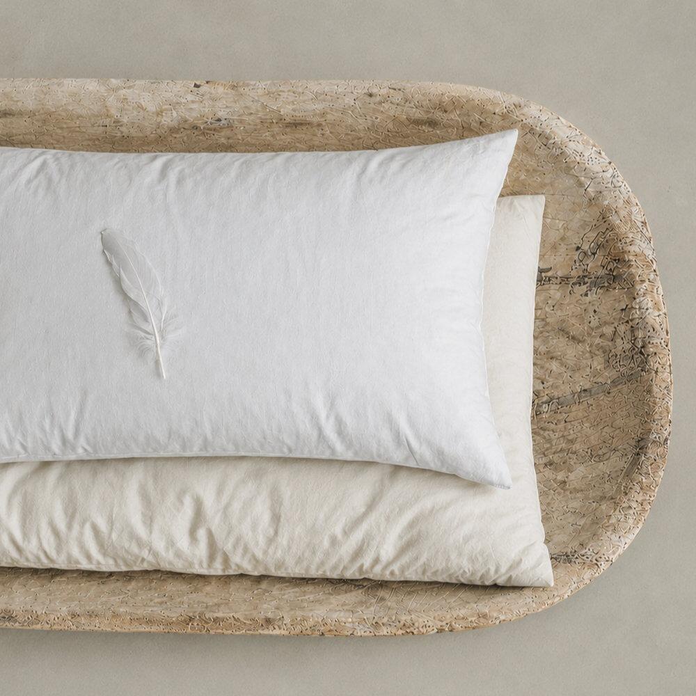 Rectangle feather cushion inserts in wooden tray