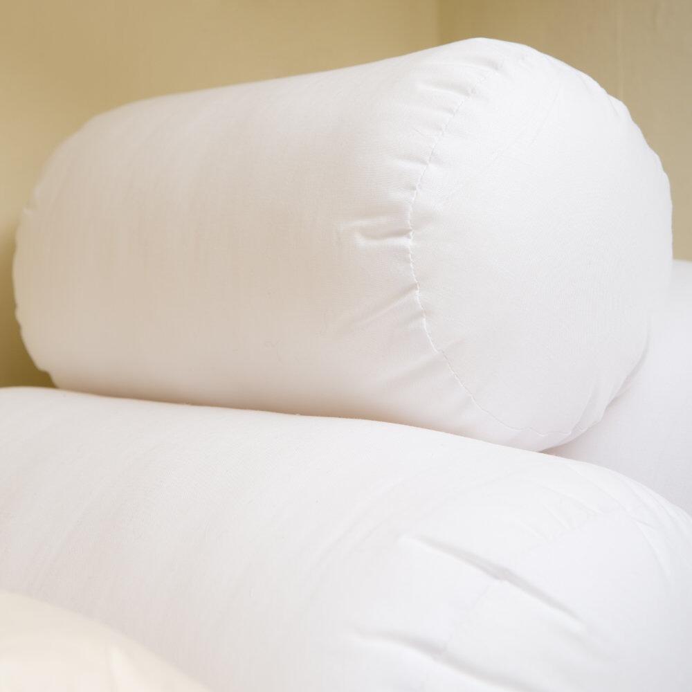 Close-up of a small bolster cushion pad shown on its side